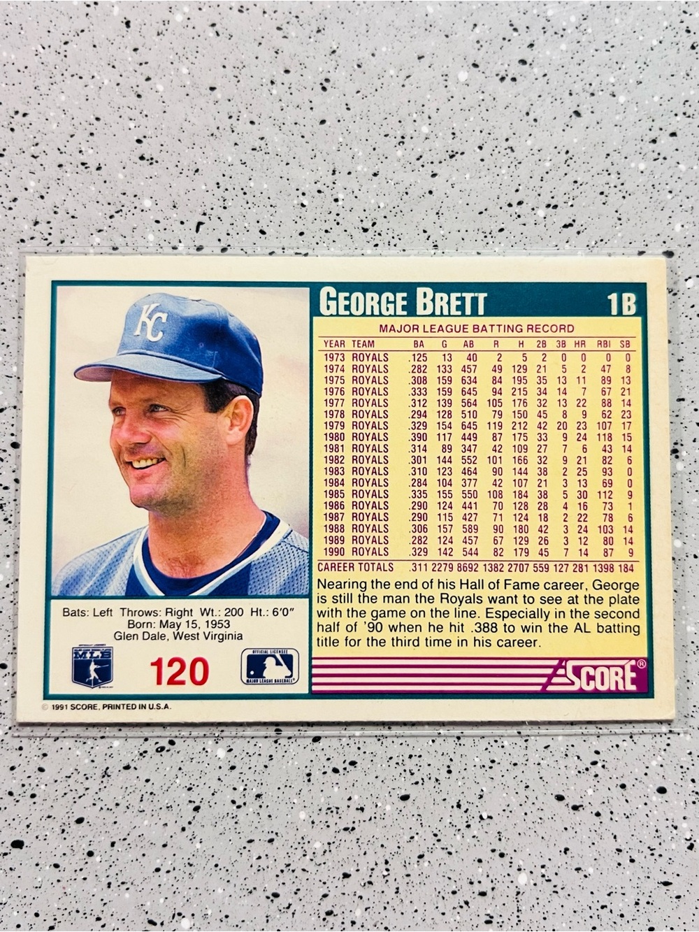 1991 Score George Brett #120 Kansas City Royals Hall of Fame Vintage Card NM💎 - Picture 4 of 4